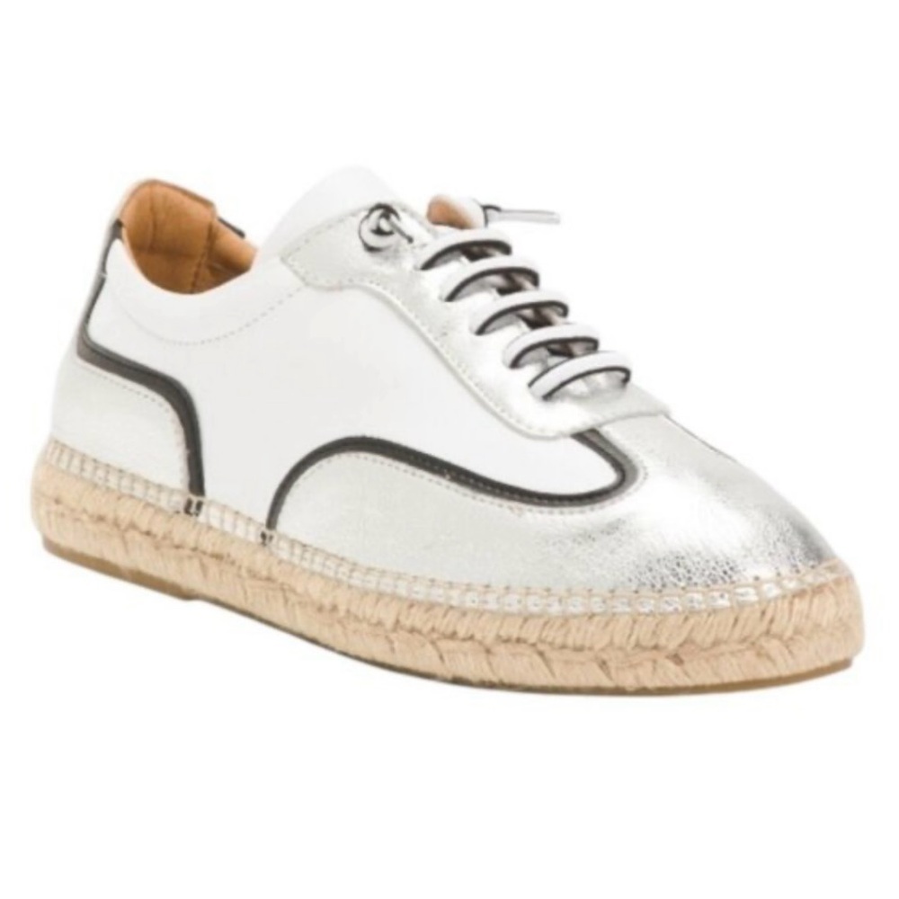 NWOT Jutelia Silver and White Espadrilles